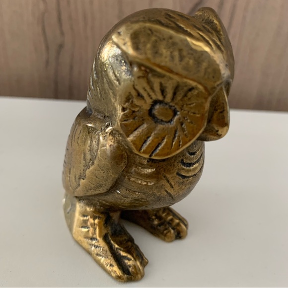 Vintage Cast Brass Horned Owl Statue Made in Canada - Picture 1 of 9